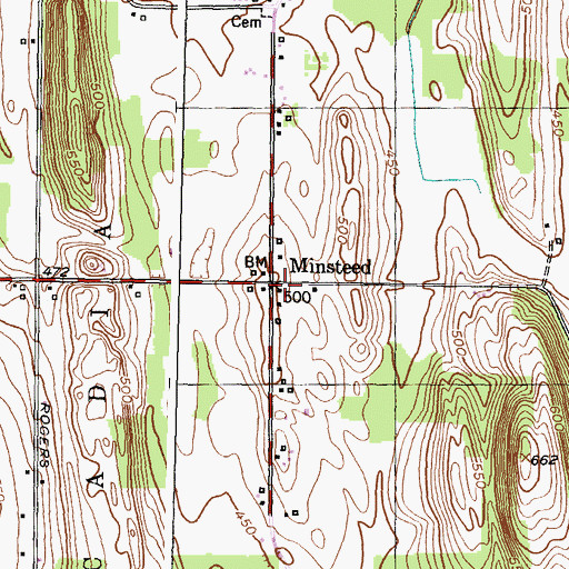Topographic Map of Minsteed, NY