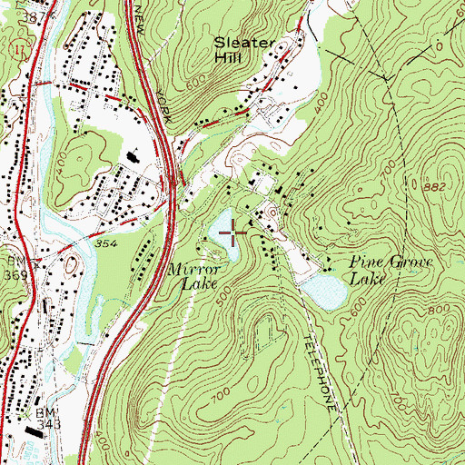Topographic Map of Mirror Lake, NY