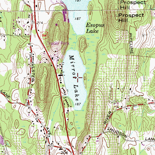 Topographic Map of Mirror Lake, NY