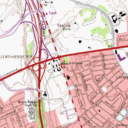 Topographic Map of Mitchel College, NY