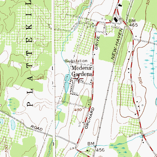 Topographic Map of Modena Gardens, NY