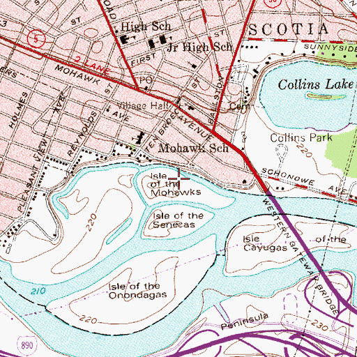 Topographic Map of Isle of the Mohawks, NY