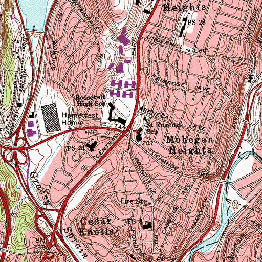 Topographic Map of Mohegan Heights, NY