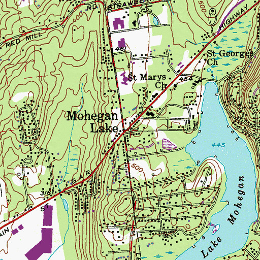 Topographic Map of Mohegan Lake, NY