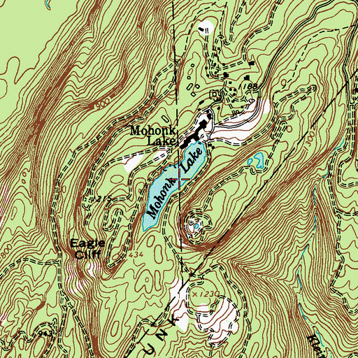 Topographic Map of Mohonk Lake, NY