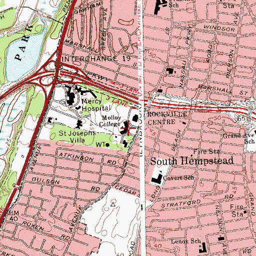 Topographic Map of Molloy College, NY