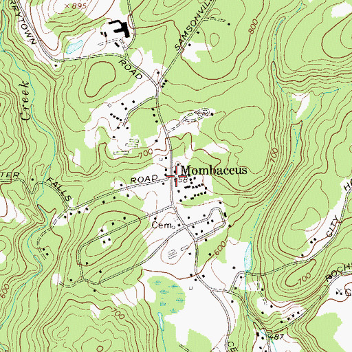 Topographic Map of Mombaccus, NY