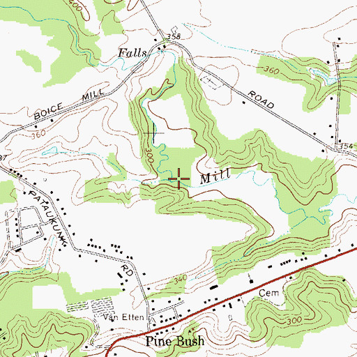 Topographic Map of Mombaccus Creek, NY