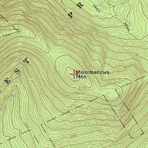Topographic Map of Mombaccus Mountain, NY