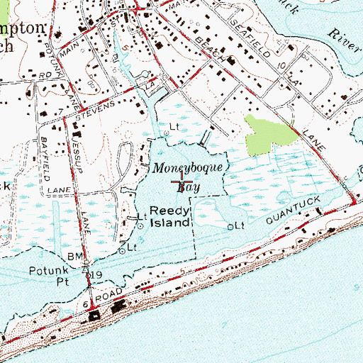Topographic Map of Moneyboque Bay, NY