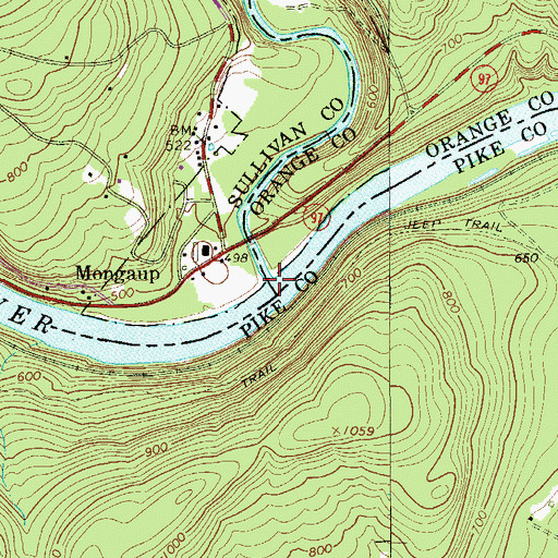 Topographic Map of Mongaup River, NY