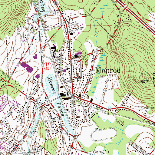 Topographic Map of Monroe, NY