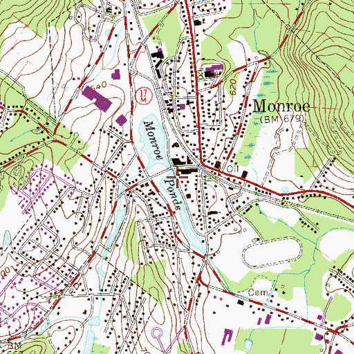 Topographic Map of Monroe Ponds, NY