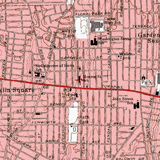 Topographic Map of Monroe Street Elementary School, NY