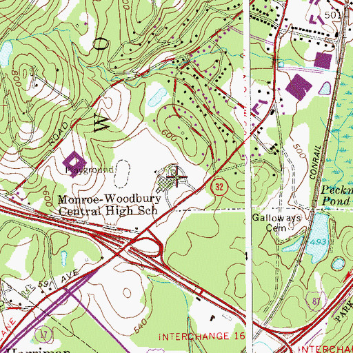 Topographic Map of Central Valley School, NY