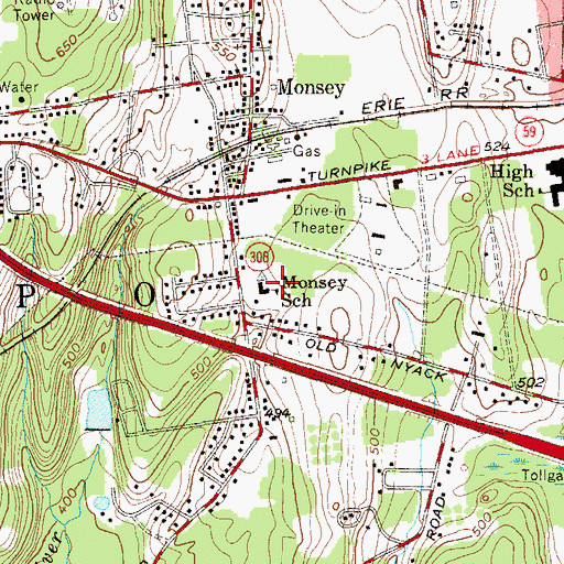 Topographic Map of Monsey School, NY