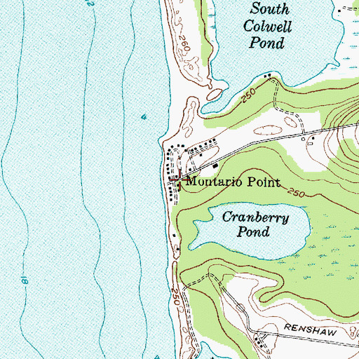 Topographic Map of Montario Point, NY