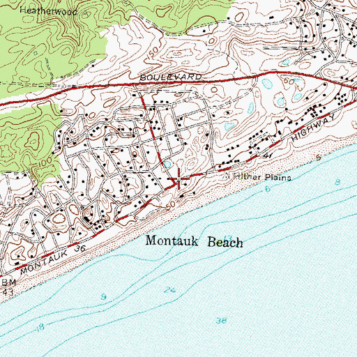 Topographic Map of Montauk Beach, NY