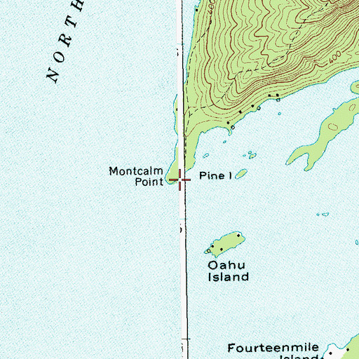 Topographic Map of Montcalm Point, NY