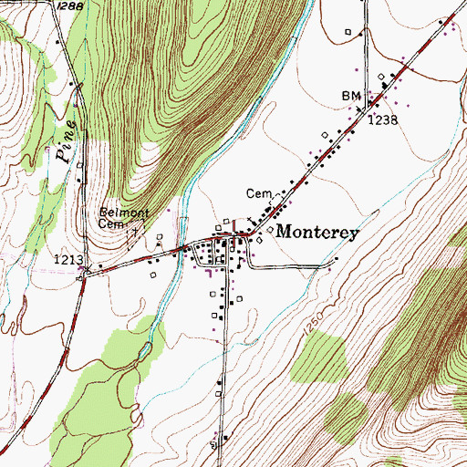 Topographic Map of Monterey, NY