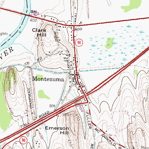 Topographic Map of Montezuma, NY