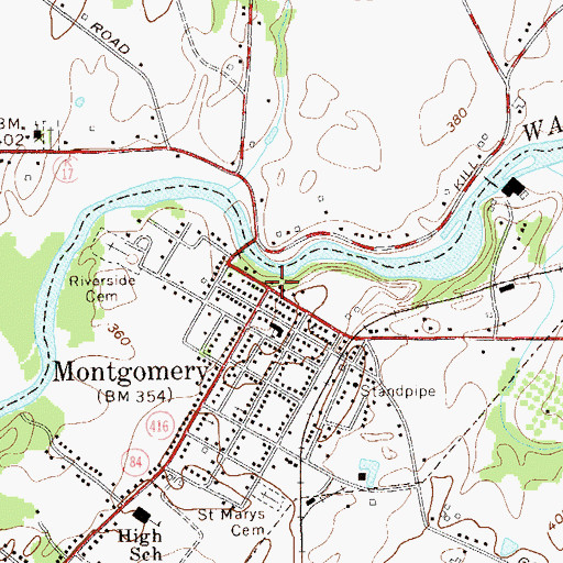 Topographic Map of Montgomery, NY