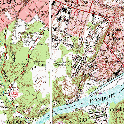 Topographic Map of Montrepose Cemetery, NY