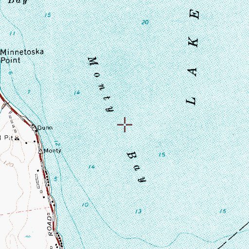 Topographic Map of Monty Bay, NY