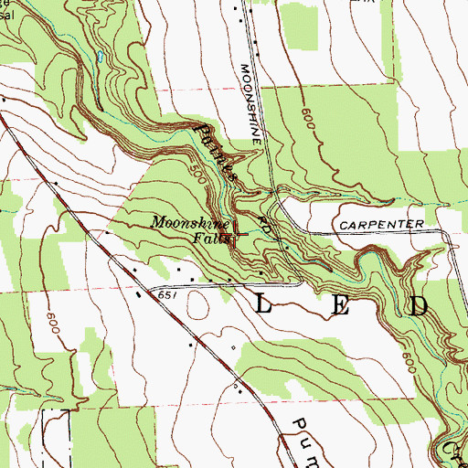 Topographic Map of Moonshine Falls, NY