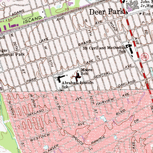 Topographic Map of May Moore Elementary School, NY