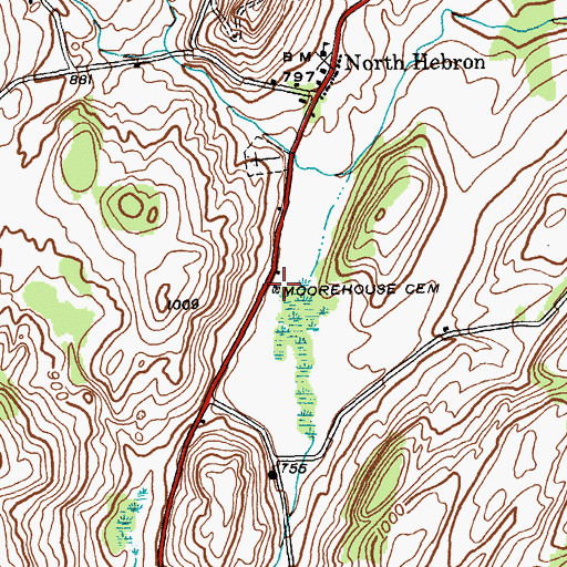 Topographic Map of Moorehouse Cemetery, NY