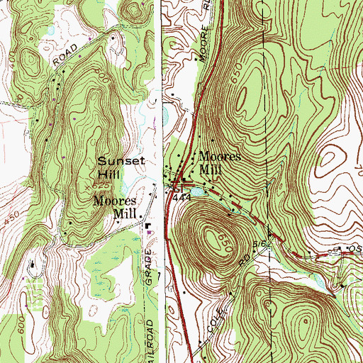 Topographic Map of Moores Mill, NY