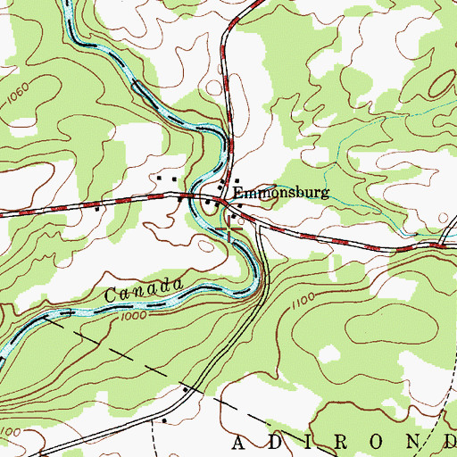 Topographic Map of Moose Creek, NY