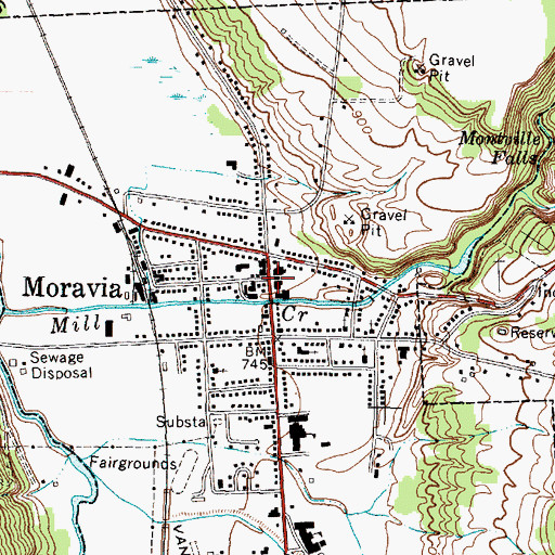 Topographic Map of Moravia, NY