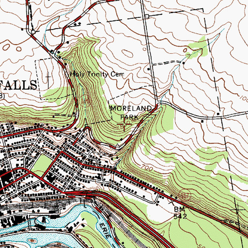 Topographic Map of Moreland Park, NY
