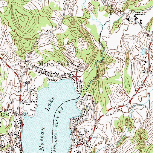 Topographic Map of Morey Park, NY