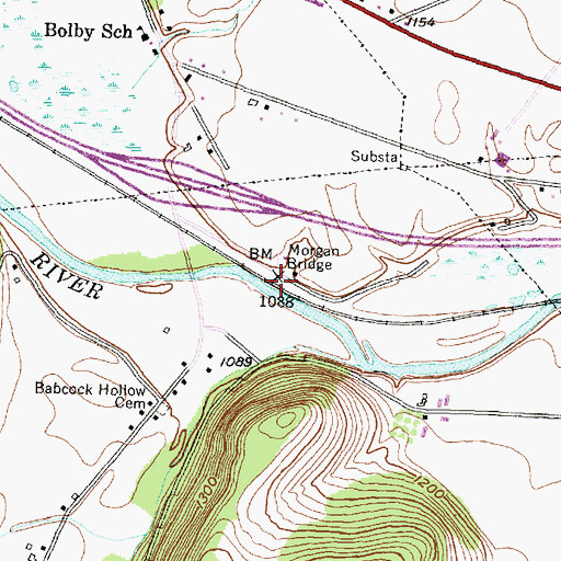 Topographic Map of Morgan Bridge, NY