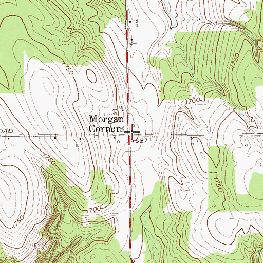 Topographic Map of Morgan Corners, NY