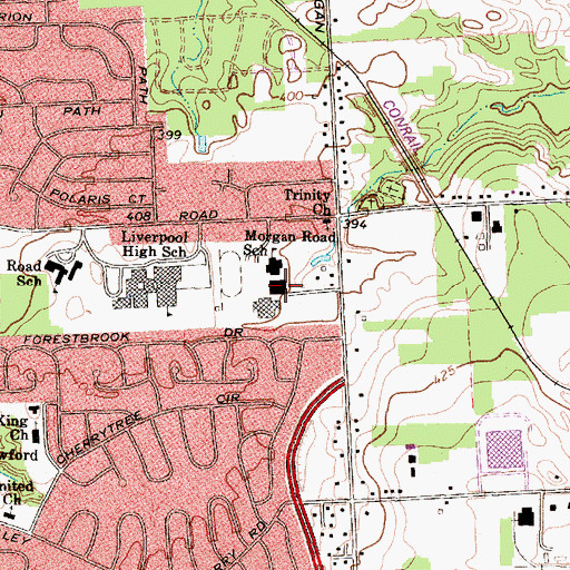 Topographic Map of Morgan Road Elementary School, NY