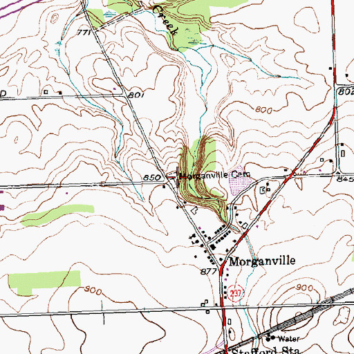 Topographic Map of Morganville Cemetery, NY