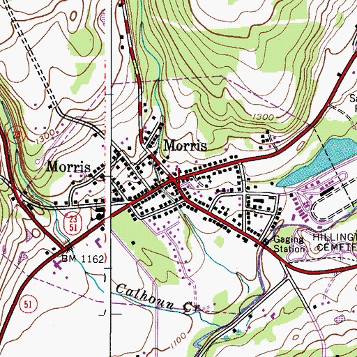 Topographic Map of Morris, NY