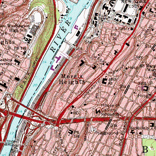 Topographic Map of Morris Heights, NY