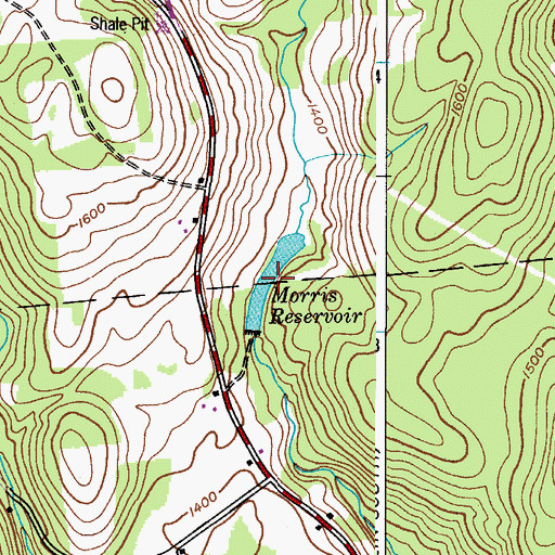 Topographic Map of Morris Reservoir, NY