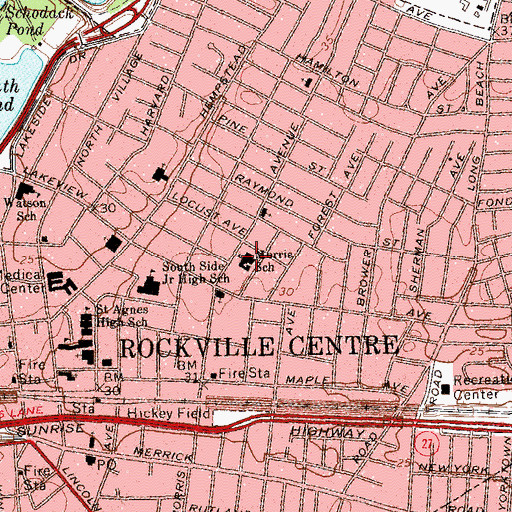 Topographic Map of Morris School, NY