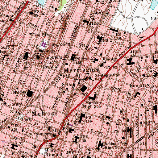 Topographic Map of Morrisania, NY