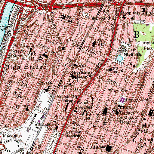 Topographic Map of Morrisania Hospital (historical), NY