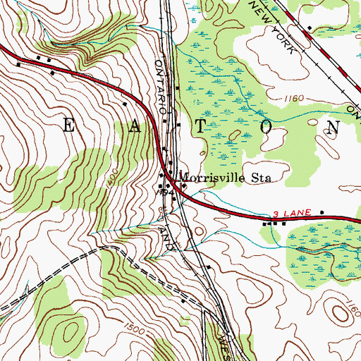 Topographic Map of Morrisville Station, NY