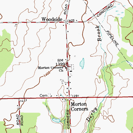Topographic Map of Mortons Corners Baptist Church, NY