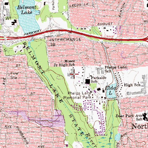 Topographic Map of Robert Moses Middle School, NY