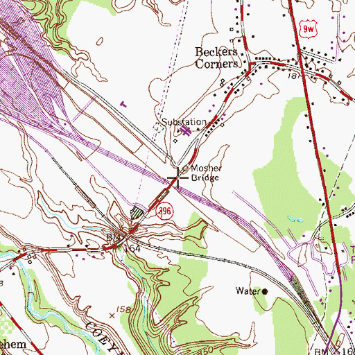 Topographic Map of Mosher Bridge, NY